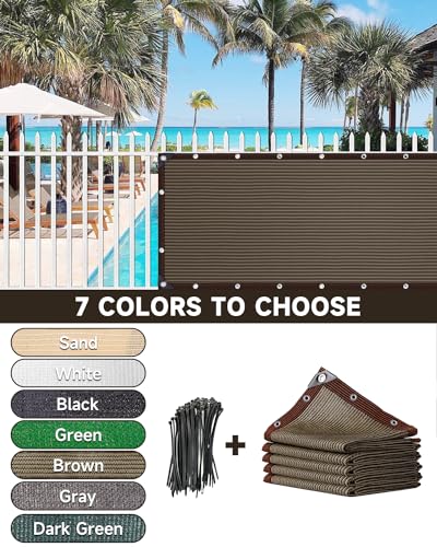 90% Fence Privacy Screen,3x10FT Shade Cloth Outdoor, Balcony Privacy Screen, Decor Fence Covering Privacy Patio,Blockage High Density Mesh for Yard/Garden/Plants, with Cable Zip Ties-Brown - color: Brown, size: 3X10FT