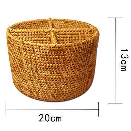 i-lan Natural Rattan 4 Compartments Storage Holder Cosmetics Organizer Utensil and Seasoning Bottle Serving Basket for Party(200mm 4-compartment Round Box) - size: 7.8"(round 4-section)