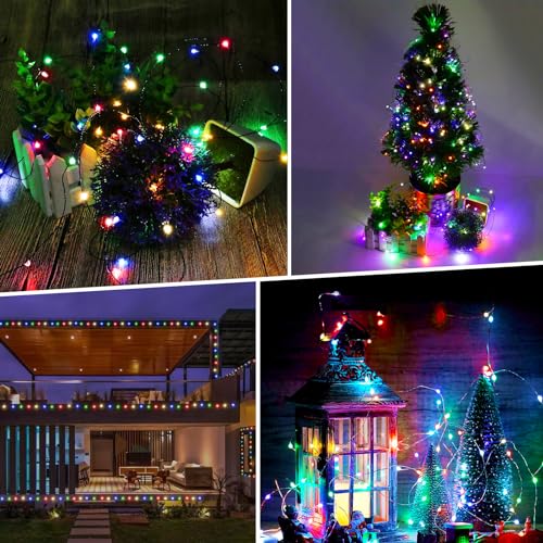 4 Pack Fairy Lights Battery Operated, 16.4 Ft 50 LED Starry Fairy Lights with Auto Timer Dark Green Copper Wire Twinkle Lights for Wedding Bedroom Christmas (Multicolor) - color: Multicolor-Green Wire