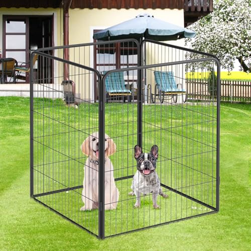 FDW Dog Playpen Dog Pen Dog Kennel 4 Panels 40 Inch Height Indoor Outdoor Folding Metal Portable Puppy Exercise Pen Heavy Duty Dog Fence for Yard Camping,Black - style: 4 Panels