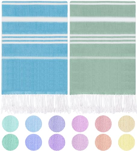 Widdonen Thin Turkish Beach Towel Lightweight Quick Dry Absorbent Cotton Bathroom Bath Pool Swim Towels Extra Large Oversized Sand Free Beach Accessories Essentials Cloud Gifts for Adult - color: 2 Pack Ablue Green, size: X-large(79 X 36 Inches,200 X 90 C