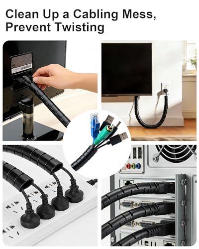 EV Charger Cable Protector 26FT, 7/8 inch Car Charging Cable Flexible Wire Covers Cord Protectors- Durable and Anti-Wear, Prevents Pet Chewing, Door Crush, and Concrete Scratches