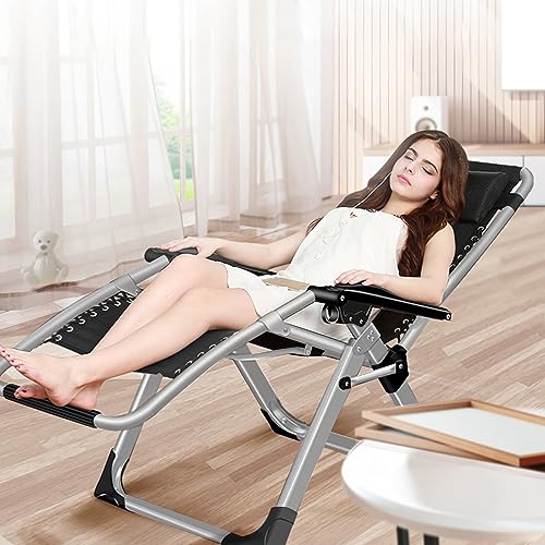 LILYPELLE Zero Gravity Chair, Premium Lawn Recliner Folding Portable Chaise Lounge with Detachable Cushion, Headrest and Cup Holder, Reclining Patio Lounger Chair - color: New Gray, style: Zero Gravity Chair