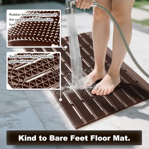 MATALL Waterproof Outdoor Door Mat - 36x24 Inches Interlocking Large Thick Outside Doormat with Drainage Holes for Indoor Home Entrace Garage Pool Deck - color: Beige, size: 2' x 3' (Rectangular)