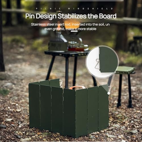 Foldable Camping Stove Windscreen, Green Aluminum Outdoor Windshield Gas Stove Lightweight Wind Screen for Camping, Wind GuardGlamping, Hiking, Picnic, Backpacking - color: green