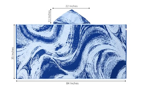 COTTON CRAFT Hooded Beach Towel - Oversized XXL 35x84 Towel with Hood for Adults - The Big Kahuna 7 Foot Large Beach Blanket Towel - Big & Tall Soft 100% Cotton Velour Pool Bath Wrap - Waves Blue - color: Surf Blue, size: 1 Pack - 35x84 Hooded