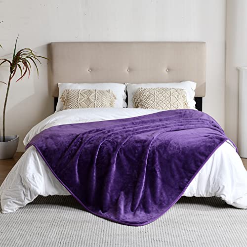 Waterproof Blanket for Bed Couch Sofa, Soft Liquid Pee Proof Pet Blanket for Dog Puppy Cat, Reversible Sherpa Fleece Furniture Protector (Dark Purple, 50x60 inches) - color: Dark Purple, size: 50x60 inches