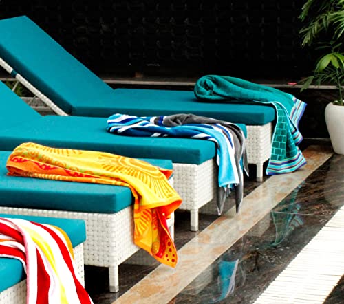 COTTON CRAFT Oversized XL Beach Towel - 39 x 68 inches - 2 Pack XL Towels - 100% Cotton Velour - Big & Huge - Pool Picnic Bath - Thick Plush Super Soft Luxury - 450 GSM - Cancun Blue Multi - color: Cancun Blue Multi, size: 2 Pack - 39x68