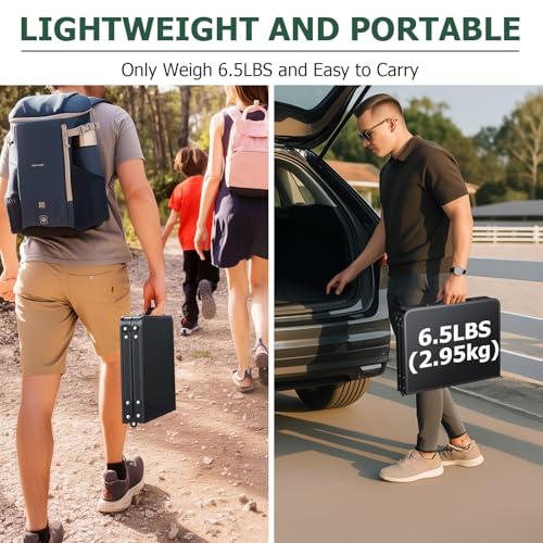 JiGiU Folding Table with Metal Mesh Desktop, Grill Table Camping Table with Carry Handle Adjustable Height (9.7", 28", 18.8"), 180lbs Weight Capacity Outdoor Table for Camp, Cooking, BBQ, RV, Picnic