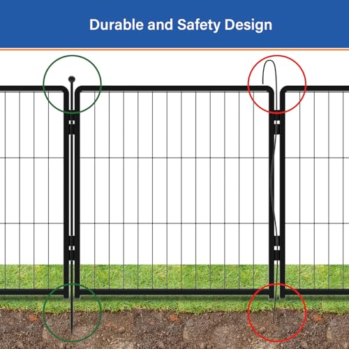 Dog Playpen 42 inch 12 Panels for Indoor & Outdoor Use – Heavy-Duty Metal Pet Fence with Ground Stakes, Rounded Ball Tops for Safety, Stable & Foldable Design, Easy to Assemble - size: 42inch, style: 12 Panels