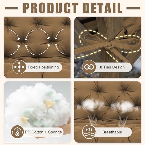Porch Swing Cushions 2 Seater Thick 5in Outdoor Swing Cushions 40x40 inch Waterproof Porch Swing Cushion Replacement Patio Swing Cushions for Outdoor Furniture Bench (Dark Brown-40x40 inch) - color: Dark Brown, size: 40x40x5inch