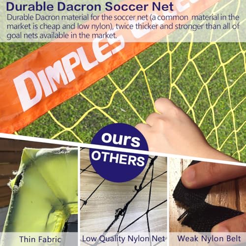 Dimples Excel Soccer Goals Kids Net for Backyard 7x5, 5x3.6, 4x3, 3x2.2 FT - style: 7'x5' FT, 1 Pack