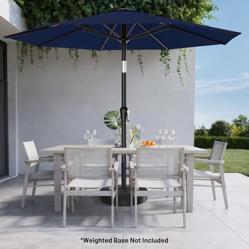AreShark 10 FT Outdoor Patio Umbrella, Patio Table Umbrella with Push Button Tilt and Crank, Outdoor Patio Umbrellas with 8 Fiberglass Ribs, Patio Umbrellas for Market, Garden, Pool (Navy) - color: Navy