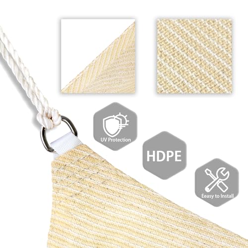 Patio Paradise 8' x 8' Sun Shade Sail Rectangle Canopy Patio Cover Sunlight Block Awning Heavy Duty Commercial Grade for Backyard Lawn Garden Outdoor Activities, Beige