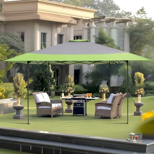 PHI VILLA Pop-Up Canopy Tent 13x13 Instant Shelter with Wheeled Bag, 150D Oxford Fabric, Green - color: Green
