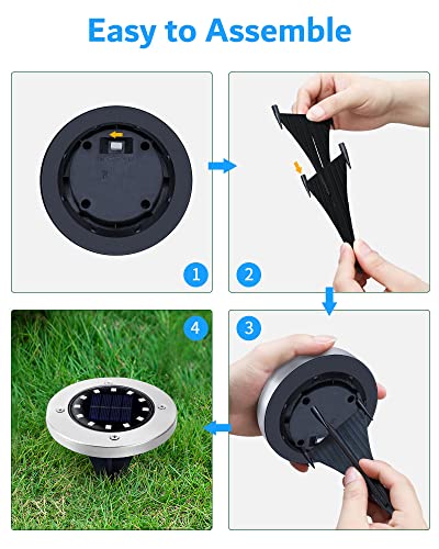 Biling Solar Outdoor Lights 12 Pack, Bright 12 LEDs Solar Ground Lights Waterproof, Flat Landscape Lighting Solar Powered for Yard Walkway Pathway Garden Driveway (White) - color: White, size: 12 Pack