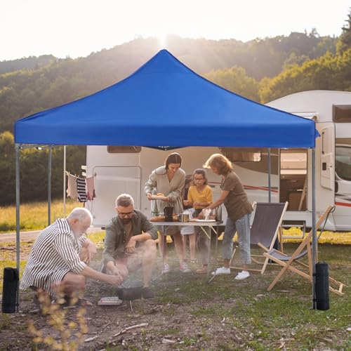 OLIXIS 10x10 Ft Pop Up Canopy Tent, Waterproof Outdoor Canopy, Portable Instant Shade Shelter with Sandbags for Beach, Backyard, Parties, Camping and Commercial Events, Classic Blue - color: Classic Blue, size: 10 X 10 Ft