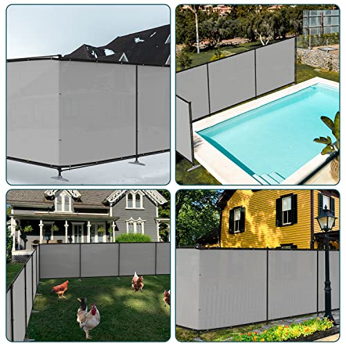 ECOOPTS 6'H x 24'L Privacy Fence Set with Poles and Rails Ground Spikes Fence Kit for Pool Patio Garden Yard (Light Gray) - color: Light Gray, size: 0 6'Hx24'L