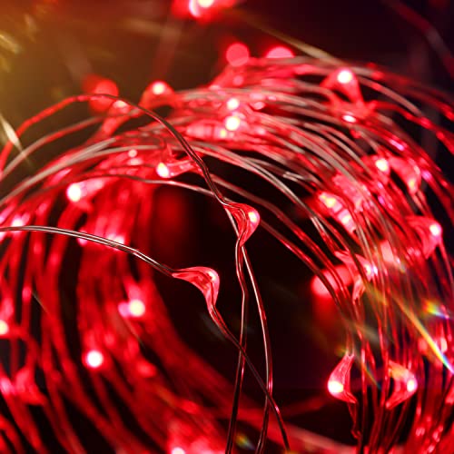 Blingstar USB Powered Fairy Lights, 2 Pack 33Ft 100 LED, Flexible Silver Wire, Mini String Lights for Halloween/Christmas Tree/Party/Stage/Holiday Indoor Decoration, Red - color: Red