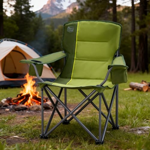 Timber Ridge Oversized Folding Camping Chair for Adults, Support 550 LBS Heavy Duty with Cup Holder Side Pocket for Camping, Lawn, Picnic, Green - color: Green