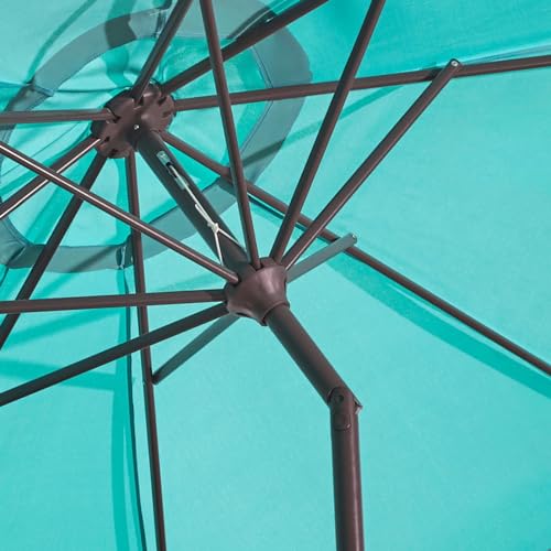 BrylaneHome Outdoor Tilt-And-Crank Umbrella With 8 Sturdy Steel Ribs Heavy Duty Fade-Resistant Tilting Shade Patio Garden Backyard Décor Pool Home - color: Covert Breeze, size: 9' Tilt-and-crank Umbrella