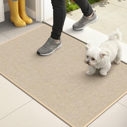 Indoor Door Mats 24"x36" Door Mat Indoor Entrance Resist Dirt Inside Washable Non Slip Entry Rugs for Entryway, Beige - color: Beige, size: 24"x36"
