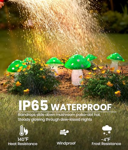 Solar Mushroom Lights Outdoor 9 Pack, Garden Outdoor Decor, 8 Lighting Modes, IP65 Waterproof, Crystal-Clear Fairy Decoration for Pathway/Yard/Flower Bed/Patio/Landscape/Backyard/Dwarf, String 30 FT - color: Emerald Green, size: 9 Pack