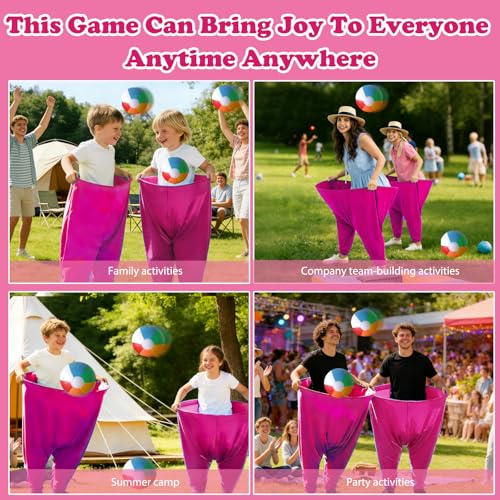 Granny Pants Yard Game Set Giant Outdoor Party Activity for Kids and Adults, Big Pants Ball Catching Set with 4 Balloons and Pump, Funny Lawn Activity, Ring Toss Games (Deep Pink) - color: Deep Pink