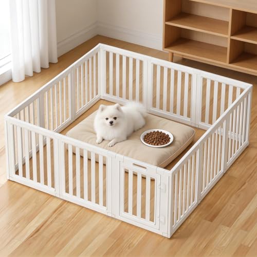 Dog Playpen, Clear Dog Pen, Dog Pen Indoor, Easy to Install and Remove Dog Play Pen, Puppy Playpen Suitable for Dogs, Cats,Dog Playpen Indoor (White, 23.6 inch Height, 12 Panels) - color: white, size: 23.6"Height