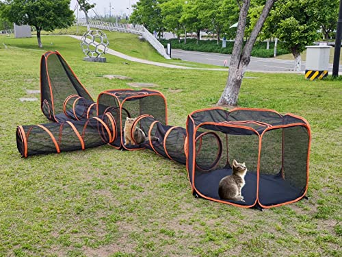 6 in 1 Pet Cat and Dog Tunnel Tent Foldable Pet Tent Outdoor Pop Up Pet Playpen Cage Fences House (Styles 1) - style: Styles 1