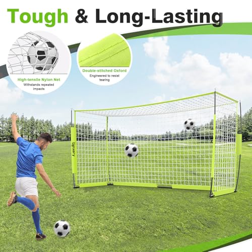 Portable Soccer Goal, Detachable 12x6 FT Soccer Goals Net for Backyard, Quick Setup Training Equipment with 1 Carry Bag, 12 Training Cones - color: Green