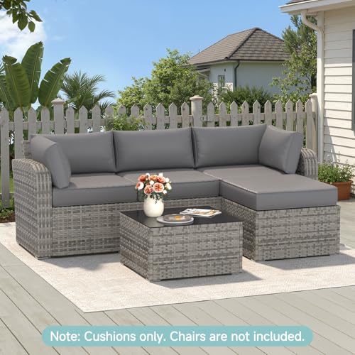 HOMREST Outdoor Couch Cushions 9-Piece Set – Water Repellent Patio Furniture Replacement Cushions for 4-Seat Rattan Wicker Sectional Conversation Set – Includes Seat & Back Cushions,Gray - color: Grey, size: 4 Seat