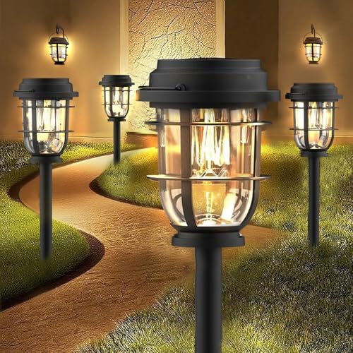 Vuees Bright Solar Pathway Lights Outdoor, 8 Pack Waterproof IP65, Auto On/Off Solar Powered Garden Lights for Yard Lawn Walkway Landscape Pool Outside - 3-in-1 Hanging, Tabletop & Stake Lighting