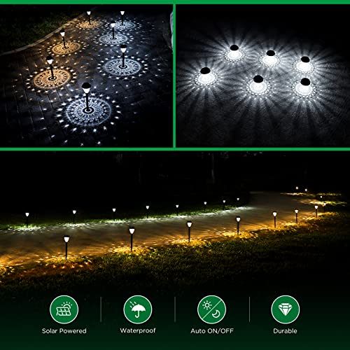 URAGO Super Bright Solar Lights Outdoor Waterproof-10 Pack, Dusk to Dawn Up to 12 Hrs Solar Powered Outdoor Pathway Garden Lights Auto On/Off, LED Landscape Lighting Decorative for Walkway Patio Yard - color: Cool White