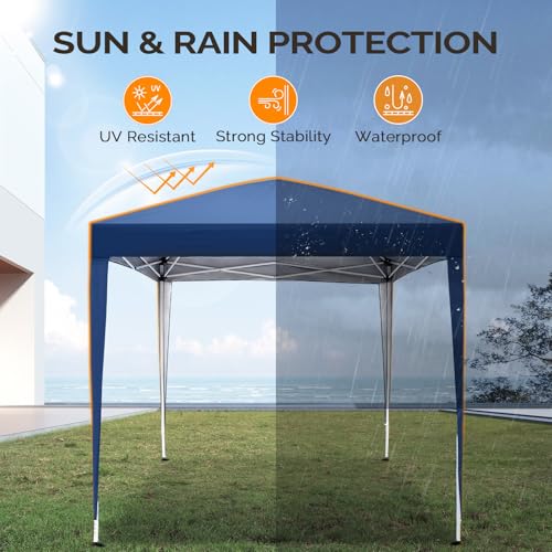 VINGLI 6.5x6.5 Pop Up Canopy Tent with Sidewalls, Outdoor Gazebo Canopy Tent, Patio Event Tents Outdoor Event Shelter for Parties (Blue) - color: Blue, size: 6.5x6.5