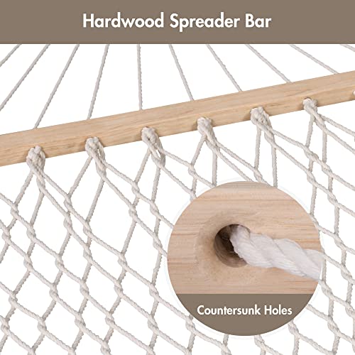 ANOW 2 Person Hammock with Spreader Bars, Rope Hammock with Pad for Outside, 450 LBS Weight Capacity, Light Brown - color: Light Brown, size: Without Stand