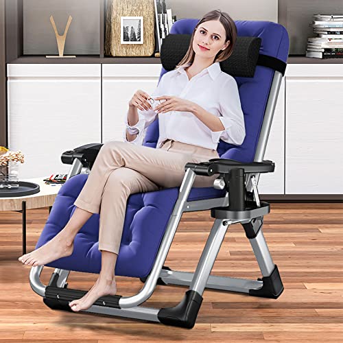 LILYPELLE Zero Gravity Chair Oversized XL, Premium Lawn Recliner Folding Portable Chaise Lounge with Detachable Cushion, Headrest and Cup Holder, Reclining Patio Lounger Chair - color: Oversized Blue, style: Zero Gravity Chair