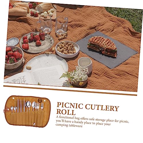 Camping Utensil Set with Carrying Bag Portable 10-Piece Travel Tableware Set Lightweight Cutlery for Picnics Backpacking and Outdoor Dining