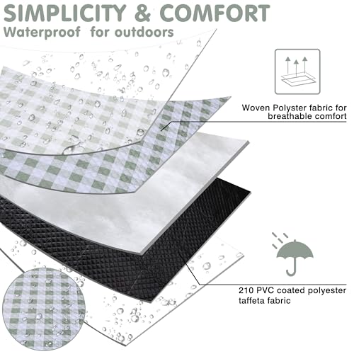Extra Large Picnic Blanket 80''x 60'' Picnic Mat Waterproof Sand Proof Foldable for Beach, 5-Layer Outdoor Blanket for 6 to 8 Adults,Camping Lawn Hiking Travel Park Music Festival Wedding Mats(Green) - color: Green, size: 5' x 6'8" (Square)