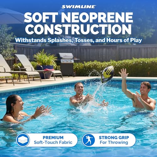SWIMLINE Neoprene Pool & Beach Accessory for Active Group Play, Backyard Games, and Water Sports – Waterproof Soft Football, Black & Yellow, 10.5" - style: Neoprene Pool Football