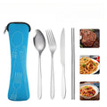 4-piece Cutlery Set, Rust-resistant Stainless Steel Utensils, Suitable for Travel, Camping, Picnics, Work, and Hiking (Blue) - color: Blue