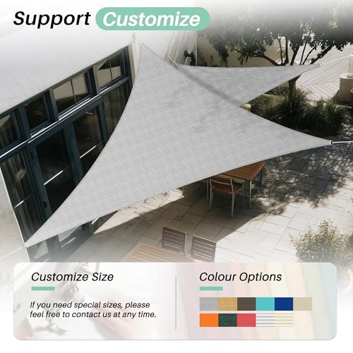 SunnyRoyal Sun Shade Sail 10'x10'x14.1' Right Triangle UV Block Sunshade Canopy Awning Shade Cloth for Outdoor Patio Garden Swimming Pool (Light Grey)