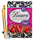 Its Bunco Time House Flag Set Interests Game Night Dice Poker Bingo Hobbies Leisure Activity Small Decorative Gift Yard Banner Made In USA 28 X 40 - size: House Flag Set 28"x 40" w/ Hardware