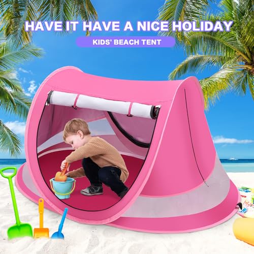 Baby Beach Tent, Pop Up Toddler Travel Bed for Boys or Girls, Sun Shade for Toddler Camping, Infant Portable Sun Shade, Summer Beach Baby - style: Pink Baby Tent