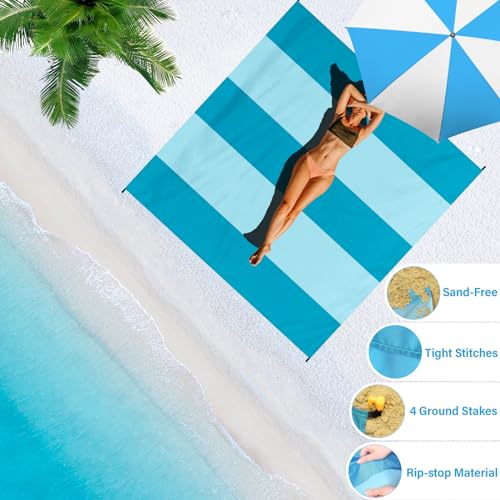 BYDOLL Beach Blanket Waterproof Sandproof 10'×9' 1-8 Adults Oversized Lightweight Large Picnic Mat Waterproof Sandproof Blanket for Beach Camping Hiking Travel