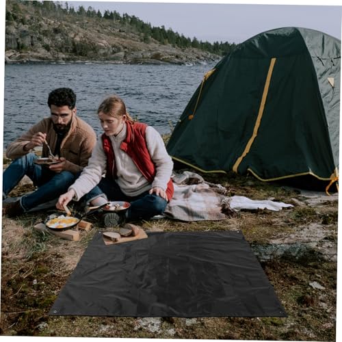 Angoily Waterproof Outdoor Picnic Blanket Mat with Oxford Fabric, Foldable Portable Camping Ground Sheet for Beach, Tent, and BBQ Use – Black, Moisture-Resistant Picnic Pad