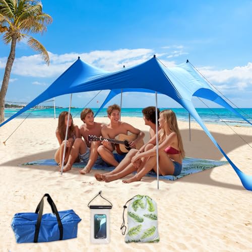 Canopy Tent Beach Umbrella UPF50+ Protection Sun shelter Portable Camping with Sandbag Poles Ground Pegs and Anti-Wind Ropes for Outdoor Camping Backyard Picnics 10X10FT with Beach Blanket Phone Case - style: 10x10FT with 79" X 83"beach blanket