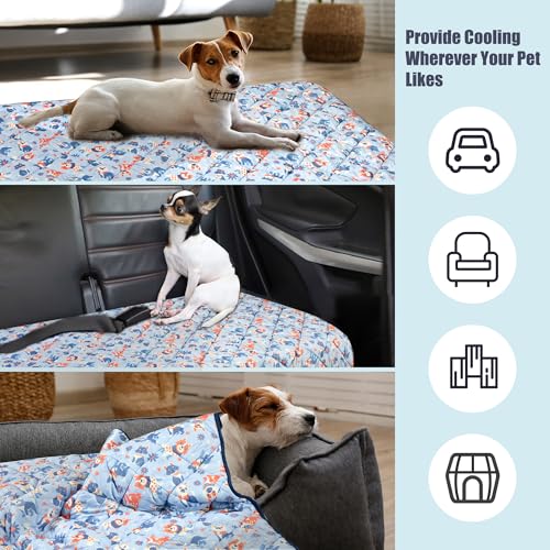 Tuiskusa Premium Cooling Blanket for Dogs Pet Cooling Pads Washable Pet Cool Mat for Cats Hot Weather Puppy Lightweight Throw Calming Pad(40x60 inches) - color: Comic Dog, size: Large(40"x60")