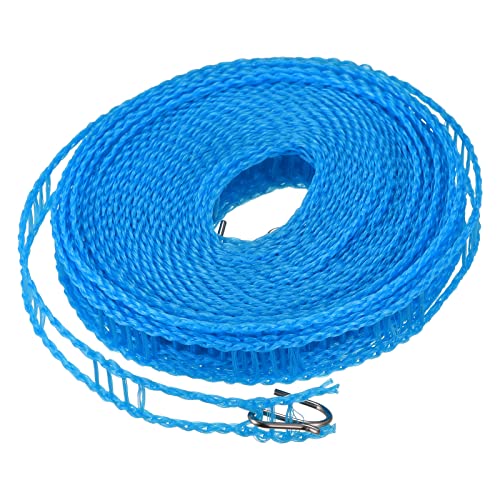 uxcell Portable Clothesline, 26.24ft Nylon Windproof Non-Slip Washing Line Rope for Courtyard Outdoor Travel Camping Laundry Drying, Blue - color: Blue, size: 26.24ft