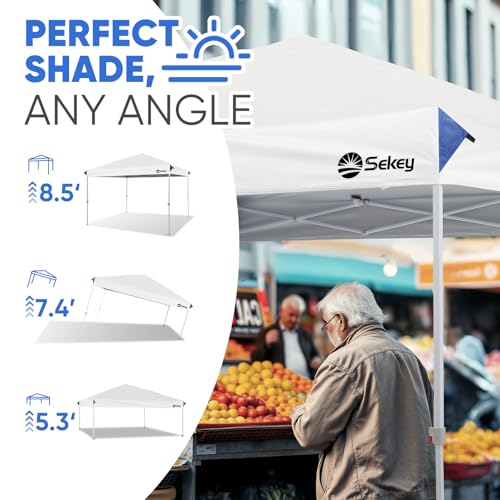 Sekey 10x10 Pop Up Canopy with One Push Setup-Easy Up Canopy with 99% UV Blocking - Instant Outdoor Sun Shade for Events, Parties, Camping- Commercial Gazebo with Weight Bags,Wind Proof&Waterproof